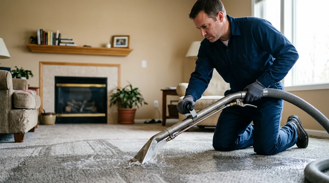 Water damage restoration technician working near Junction City, WI
